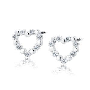 Cercei argint inima cu pietre DiAmanti Z1812ER_W-DIA (Argint 925‰ 1 g.)